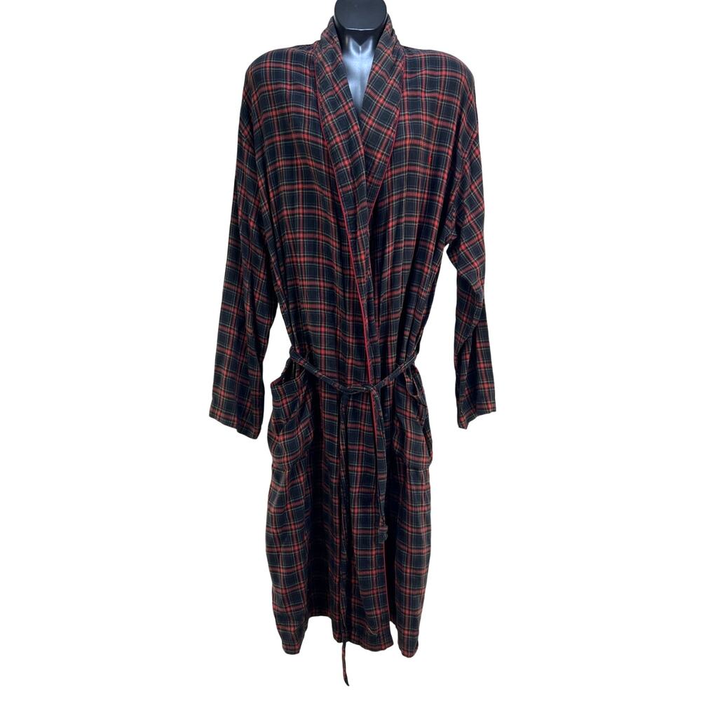 Polo Ralph Lauren Plaid Cotton Robe Vintage Black Loungewear L/XL